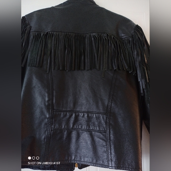 Leather biker style vintage jacket - Picture 3 of 7